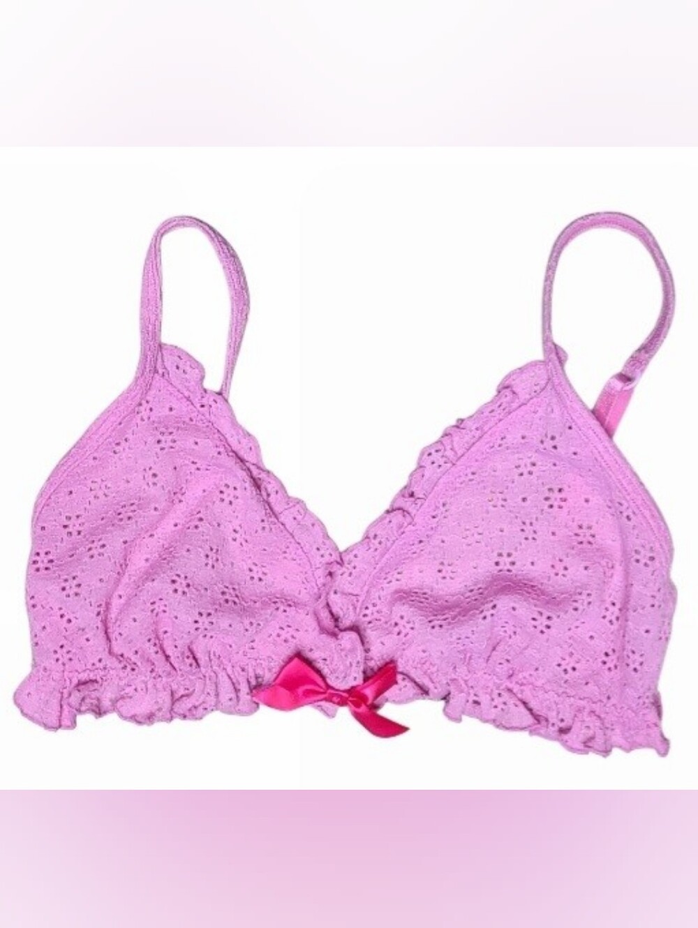 Vintage Victoria's Secret Pointelle Eyelet Ruffle Triangle Bralette